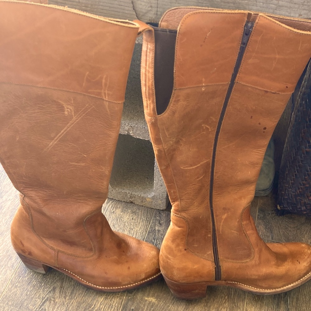 Brown Leather Heeled Boots